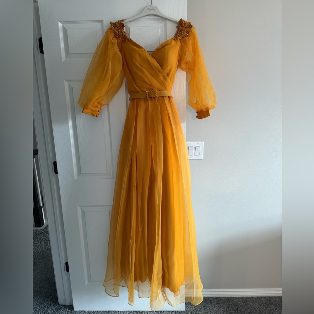 Odrella Yellow/Orange Evening Gown